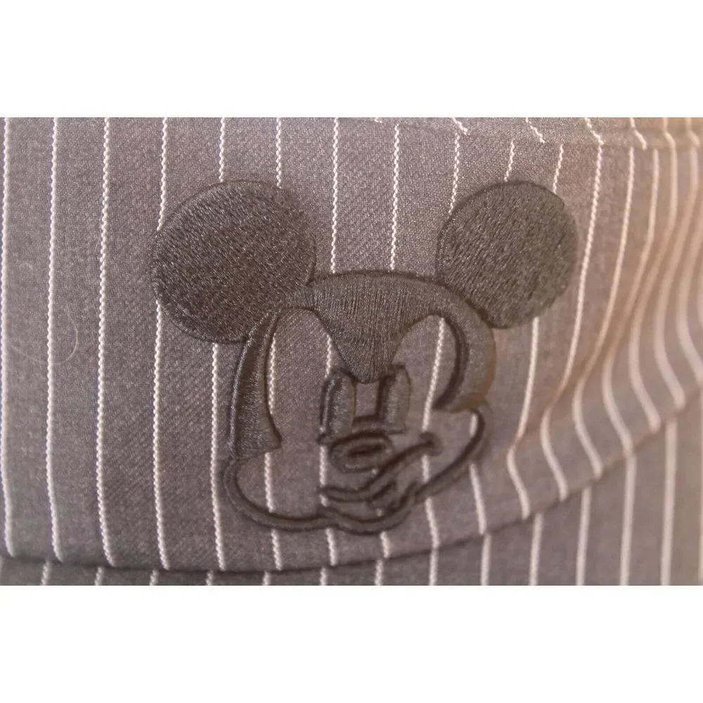 Disney Parks Striped Sun Visor With Black Embroidered Mickey OS